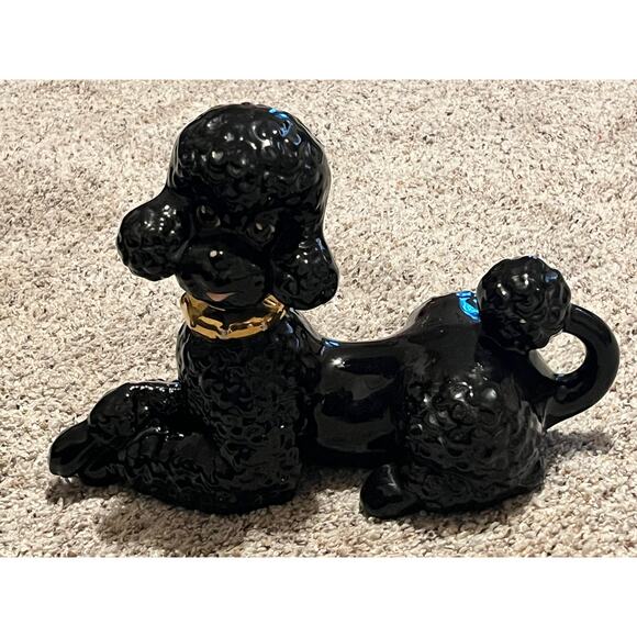 Black Poodle Ceramic Gold Gilt Vtg MCM Atlantic Mold - Picture 9 of 15